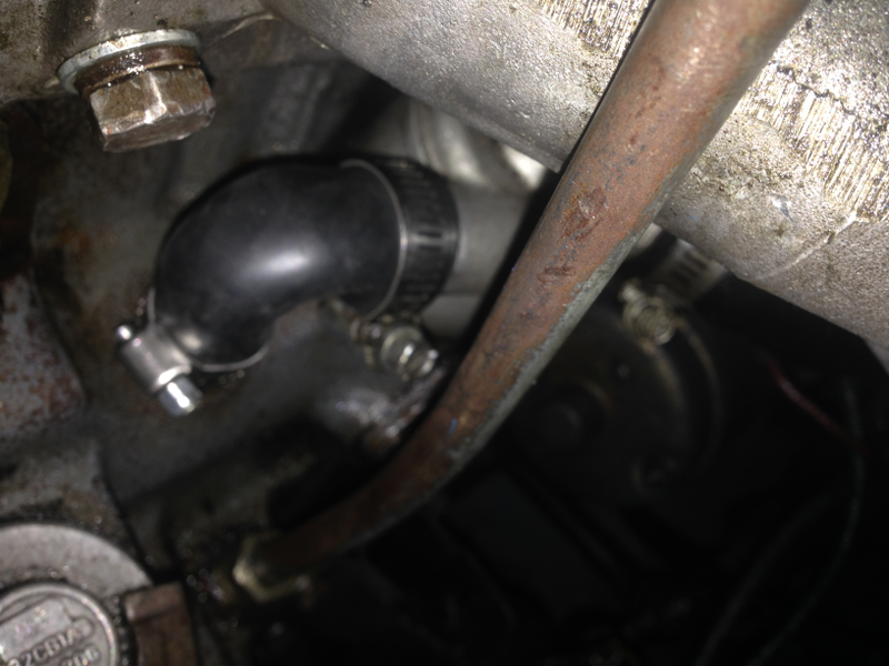 A little crimped but not too bad. You can see how the hose contracts immediately after where it connects on the right side.